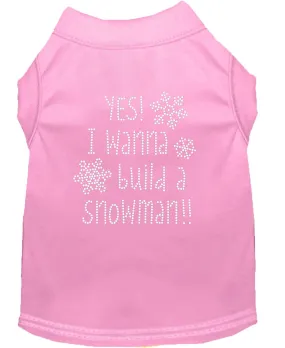 Yes! I Want To Build A Snowman Rhinestone Dog Shirt Light Pink Med (12)